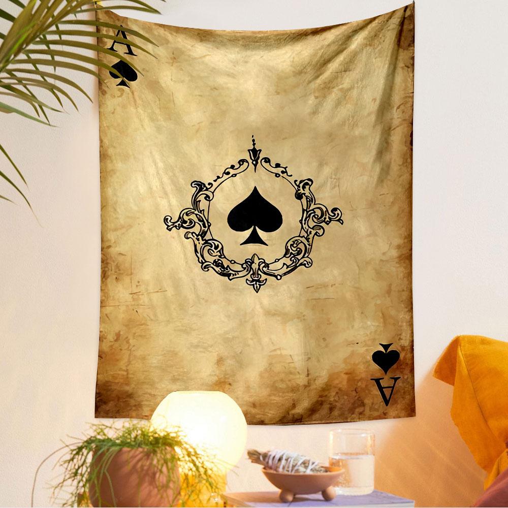 Ace Playing Card Suit Tapestry Wall Hanging, Classic Card Symbol Art, Retro Wall Decor for Bedroom Living Room Game Room