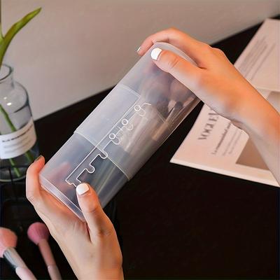 Portable Retractable Makeup Brush Holder with Lid - Transparent and Adjustable AdjustableBucket for Easy Access and Organization