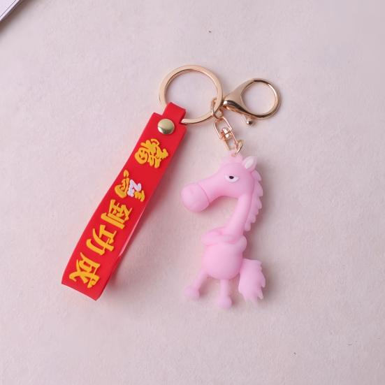 Keychain Pendant 3D Cartoon Horse Design Key Chain with Metal Ring Multifunctional Keychain Gift Accessory