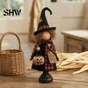 Vintage Halloween Party Supplies Rustic Witch Resin Figurine, Fall Tabletop Decor, Farmhouse Indoor Mantelpiece Ornaments Statue for Mantel