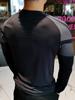 Men's Sportswear Gym T-Shirts Long Sleeve High Elasticity Quick Dry Running Shirts Round Neck Outdoor Sports Top