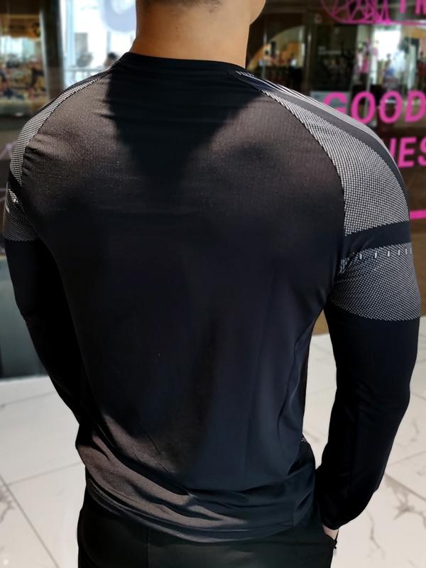 Men's Sportswear Gym T-Shirts Long Sleeve High Elasticity Quick Dry Running Shirts Round Neck Outdoor Sports Top