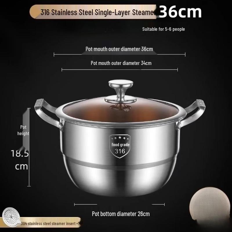 Wutuo 316 Stainless Steel European Steamer Pot