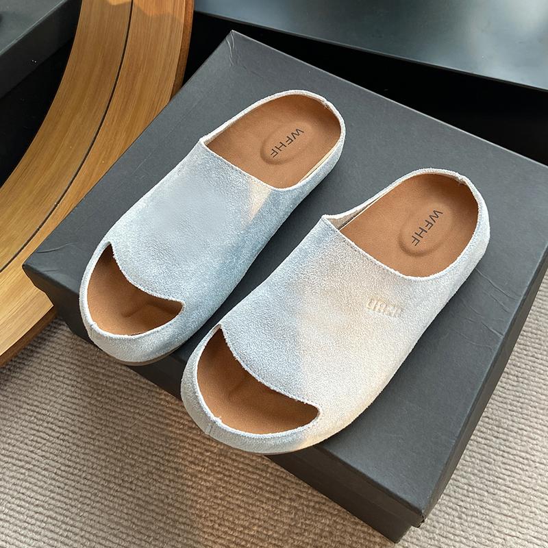 2025 Suede Women's Clog Slippers Cork Footbed Beach Slippers Cork Non-Slip Women's Clog Slippers with Arch Support