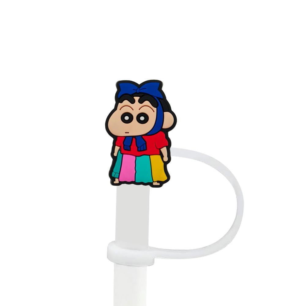 Crayon Shin-chan Straw Cap: 8-10mm Soft Rubber Dustproof Cartoon Stopper for Reusable Straws