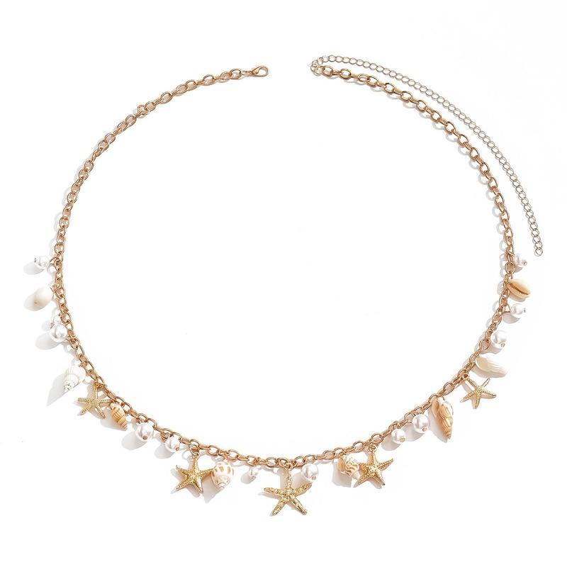 Shell Waist Chain Seaside Resort Wind Starfish Accessories Niche Premium Imitation Pearl Body Chain Waist Accessories