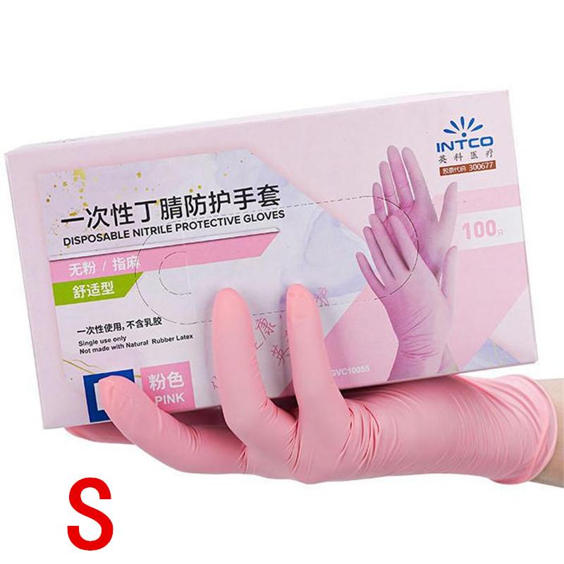 50/100PCS S//M/L Pink Nitrile Gloves, Disposable Gloves for Cleaning, Kitchen, Bathroom, Hair Dyeing, and Nail Trimming