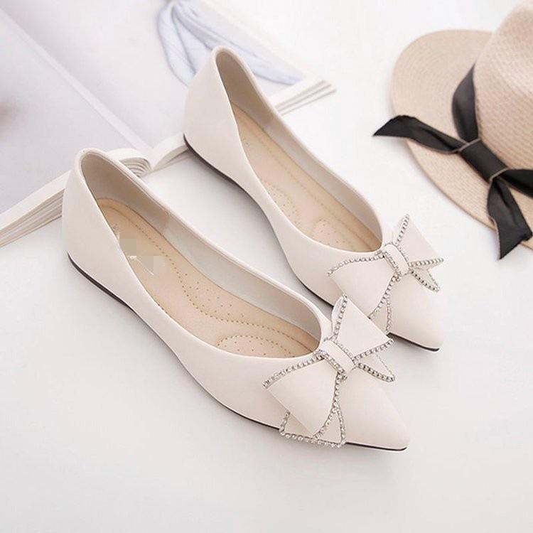Bow single shoes new shallow mouth shoes soft leather soft sole Doudou shoes ladyshoes flat shoes