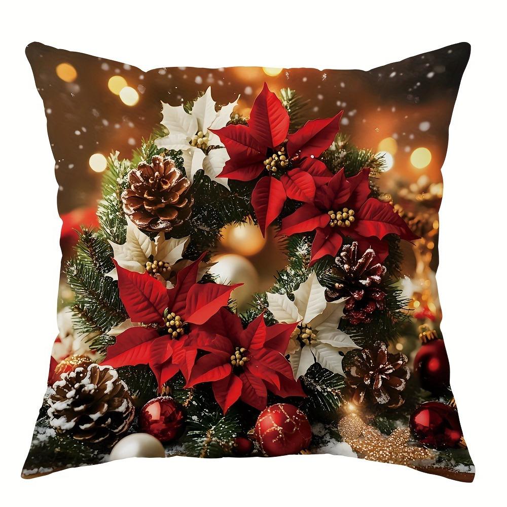 

Рождественское украшение наволочка цветок свеча колокольчик наволочка гостиная диван наволочка комната украшение дома 45x45cm