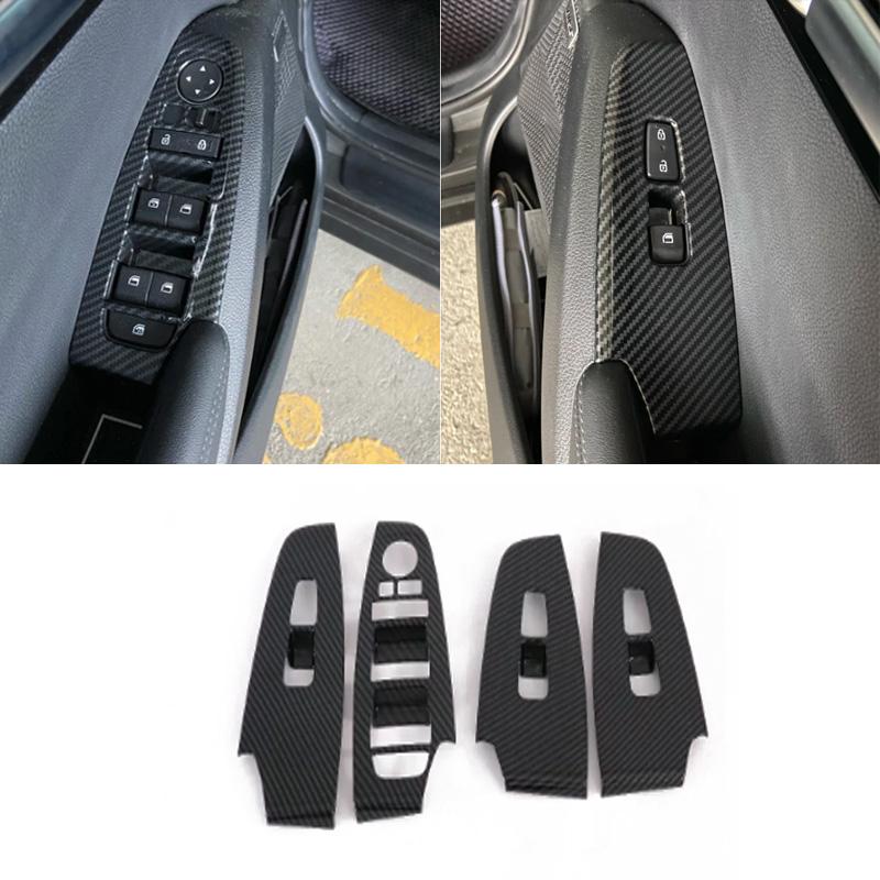 For Kia Seltos     Window Switch Cover Trim Gear Shift Panel Water Cup Holder Cover ABS Carbon Interior Accessories