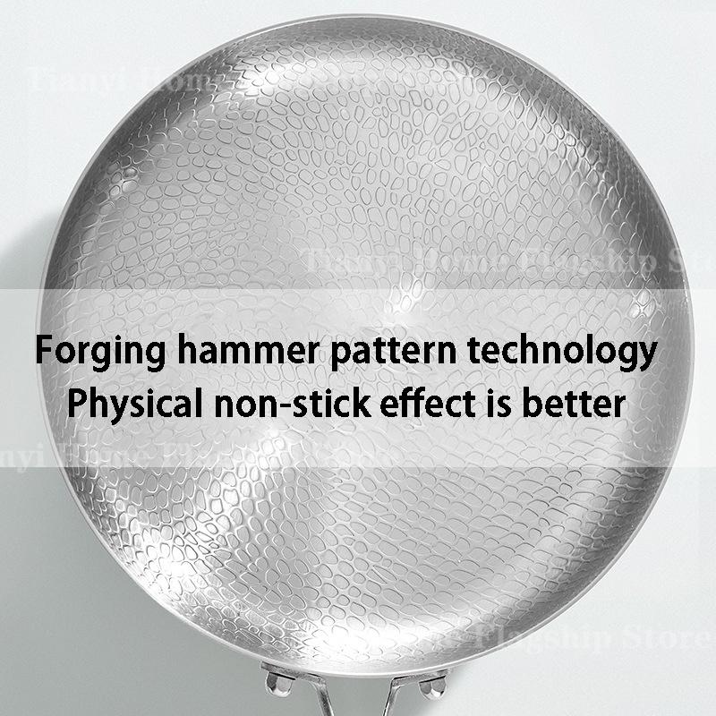 20/24/28cm Frying Pan Non-stick Wok Titanium Stainless Steel Home Egg Steak Skillet Induction Cooker Gas Stove Kitchen Cookware