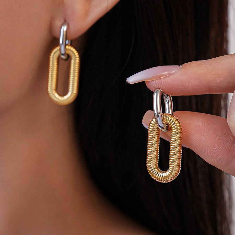 Elegant European & American Stainless Steel Studs and Double Ring Ear Hoops