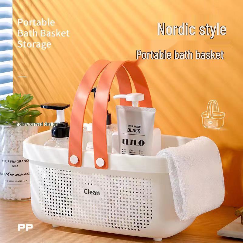 Portable Shower Caddy for Dorms: Toiletries Storage Basket with Draining Design