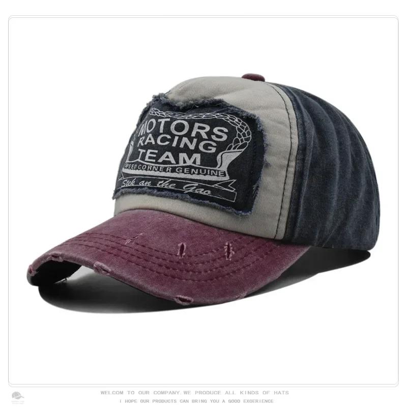 Motors racing team print baseball cap Washed visor American embroidery old duck cap Trucker cap