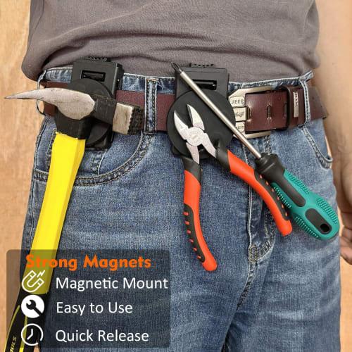 MUTUACTOR Tool Cover Belt Clip, Heavy-Duty Magnetic Tool Clip for Belts, Non-Slip Strong Magnetic Clip Tool Accessories for Hammers, Drivers, Adjustab