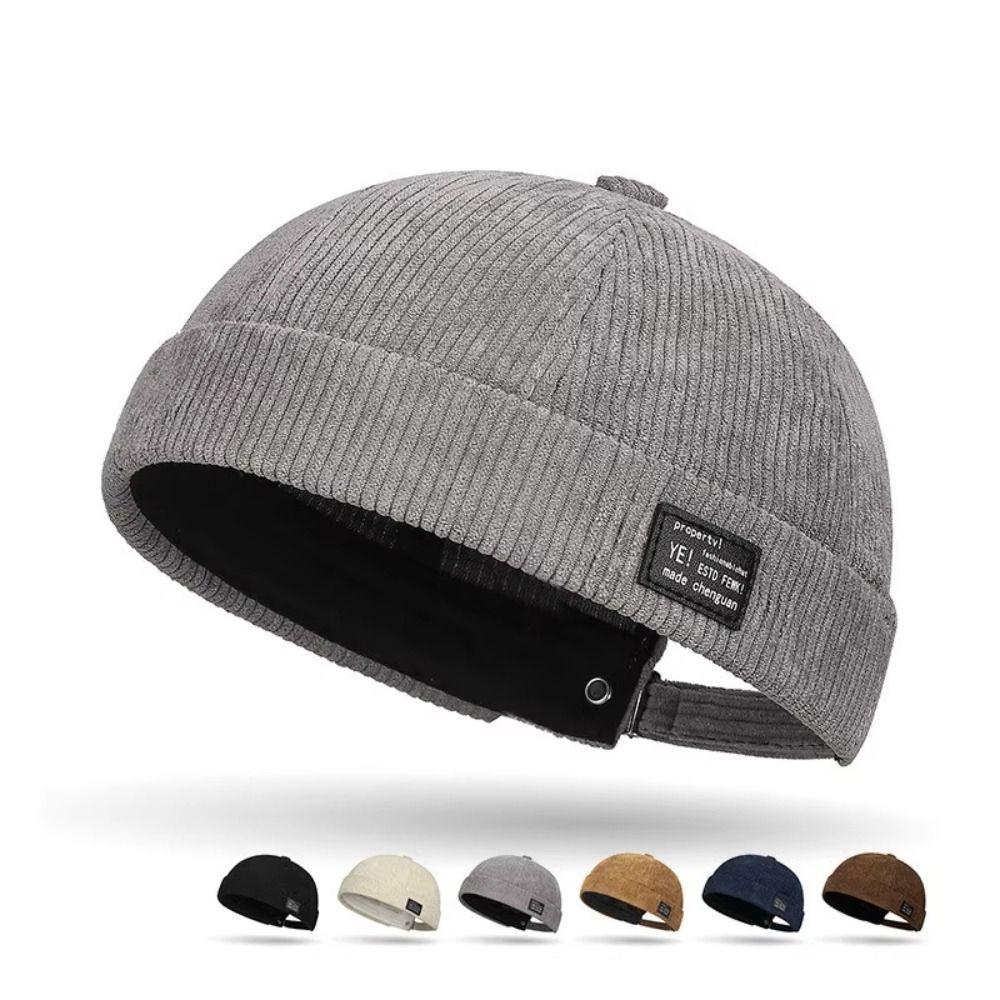 Adjustable Brimless Hat Corduroy Hip Hop Hat Fashion Landlord Hat  Men Women