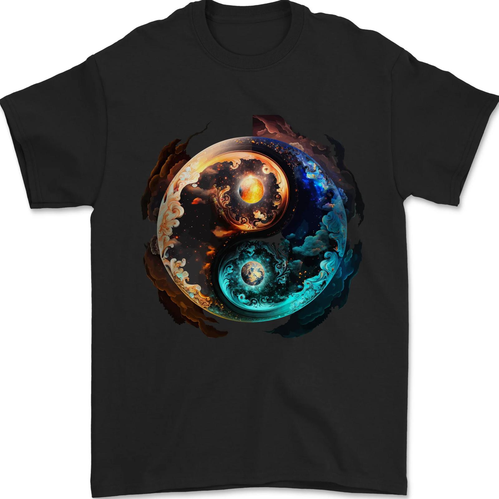 26 Yin Yang Planets Space Universe Astronomy Mens T-Shirt 100% Cotton Unisex T-Shirt M