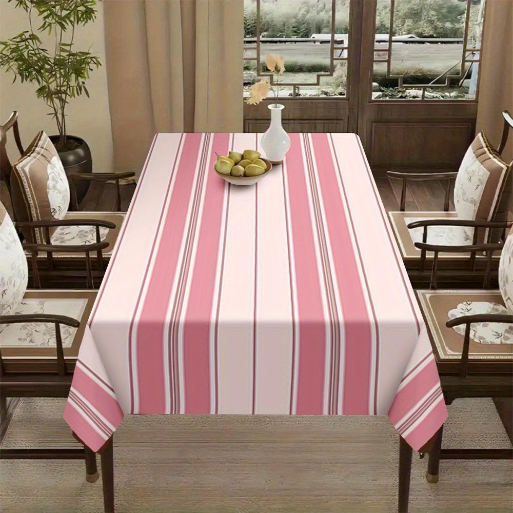 Simple Pink Striped Rectangle Tablecloth for Table Decor Washable Kitchen Dining Table Cloth Holiday Wedding Party Decorations
