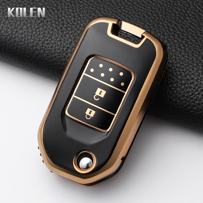 Fashion Tpu Car Folding Key Case Cover For Honda Civic Cr-V Hr-V Agreement Jade Crider Odyssey Protected Keychain Fob Shell Bag