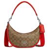 Aria 26 Classic Presbyopia Top Zipper Closure Coated Canvas and Leather Shoulder Bag Medium Women's Silver + Khaki + Miami Red