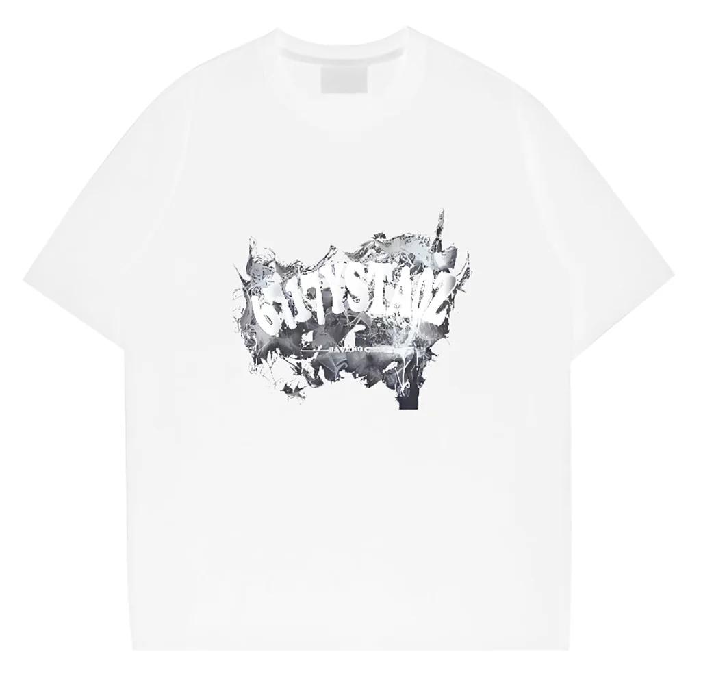 Herren Gothic Buchstaben bedrucktes T-Shirt Hip Hop Streetwear Punk Sommer Vintage gewaschene übergroße T-Shirts Herren hochwertige Oberteile