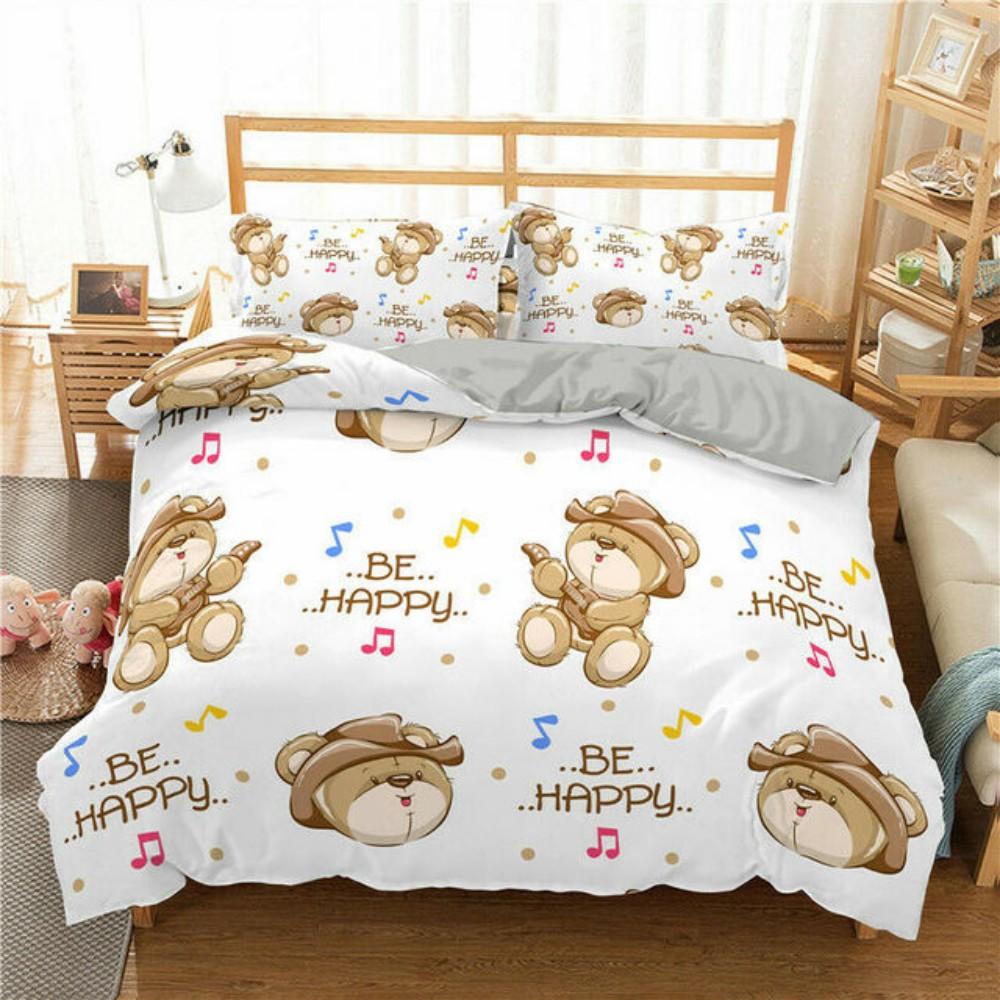 3D Teddy Bear Bedding Set White Polar Bear Bed Linen Teens Women Single Twin Queen King Full Size Duvet Cover 2/3pcs Bedclothes