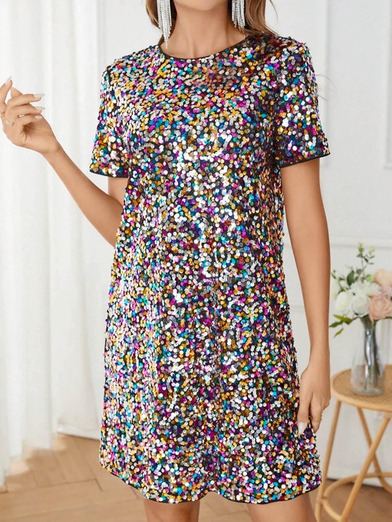 

2026 European & American Women s Sequin Slim-Fit Summer Dress Small