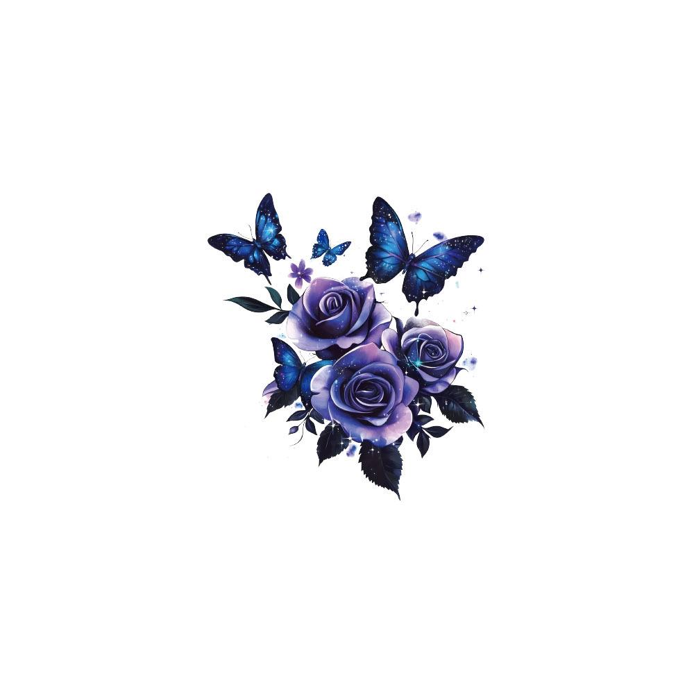 Self-adhesive Waterproof Toilet Seat Stickers Purple Rose Butterfly for Bathroom Decor