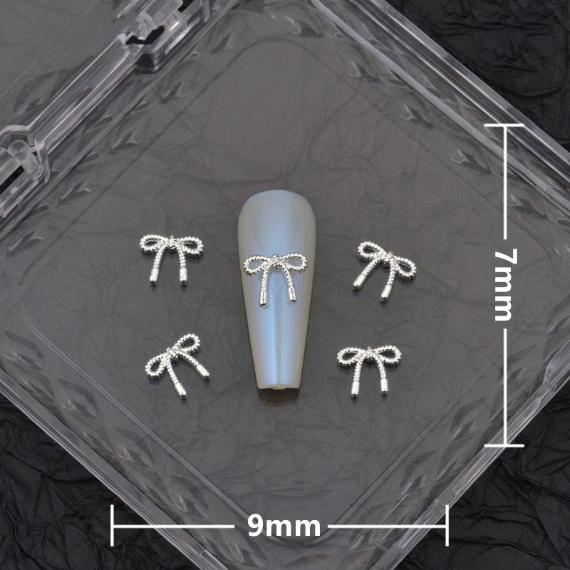 Oro Argento Fiori Accessori Manicure Unghie Unghie Gioielli Nail Art Fiocco Decorazioni Unghie Punte per Nail Art 3D