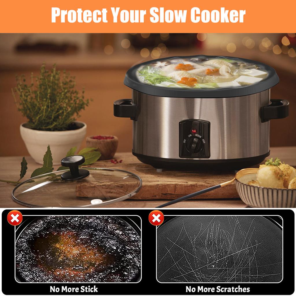 Silicone Slow Cooker Liners Reusable Silicone Slow Cooker Divider Leakproof Hear-Resistant Slow Cooker Insert Liner Dishwasher