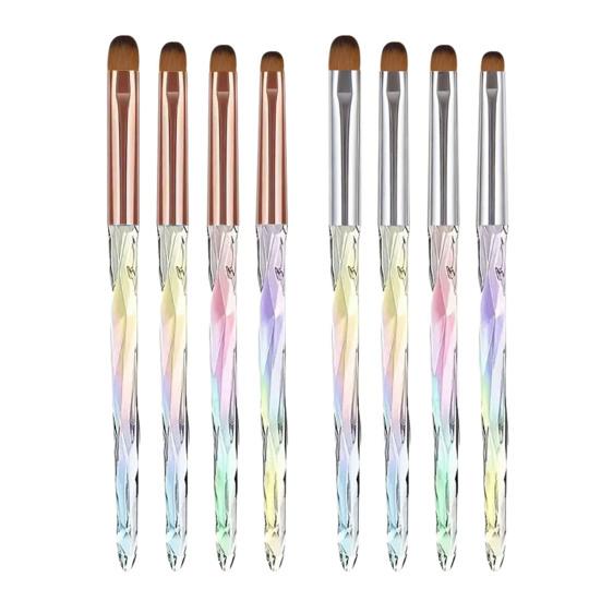 4Pcs/Set Nail Art Brushes with Non-slip Handle Women Nail Design Painting Brushes DIY Manicure Art Pens Nail Extension Gel Builder Brush Tools