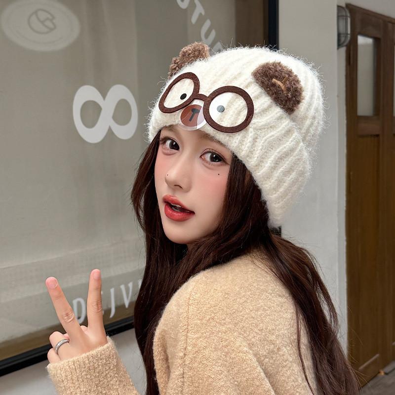 

Winter Beanie Hat With Animal Design And Insulation For Girls And Teens белый