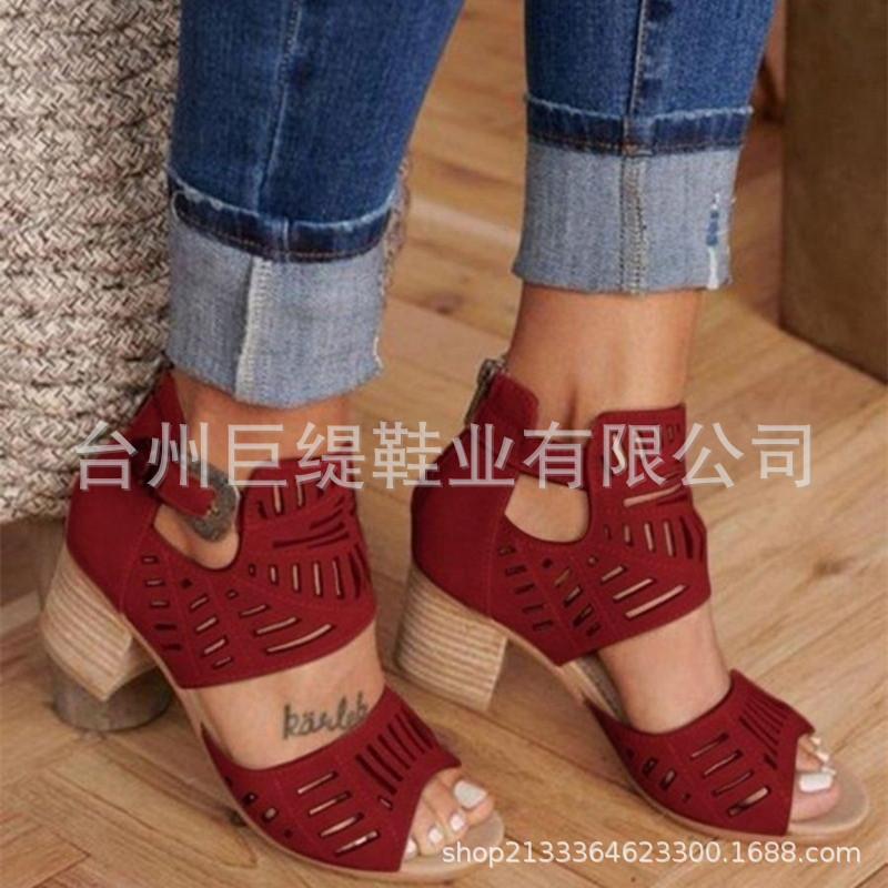 

Juti spot 2020 spring and summer foreign trade large size shoes wish independent station women middle heel women sandals 43 бордовый