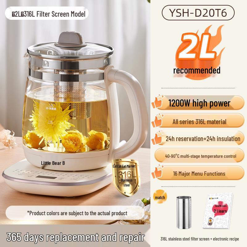 2L Health Pot Multi-Functional Tea Kettle for Home & Office Brewing