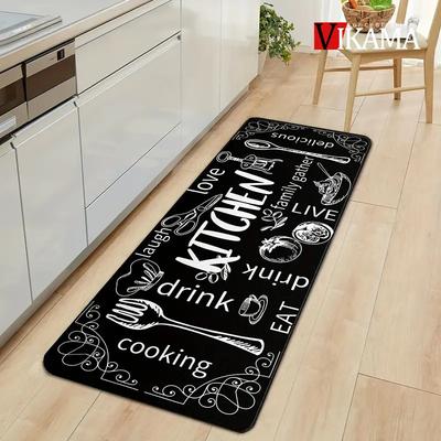 VIKAMA Kitchen Tools Patterned Carpet for Kitchen Non-Slip Anti Stain Mats for Home Use Long Strip Door Modern Home Decor