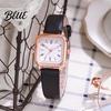 Quartz Movement Watch Women Square Dial Faux Leather Strap Ladies