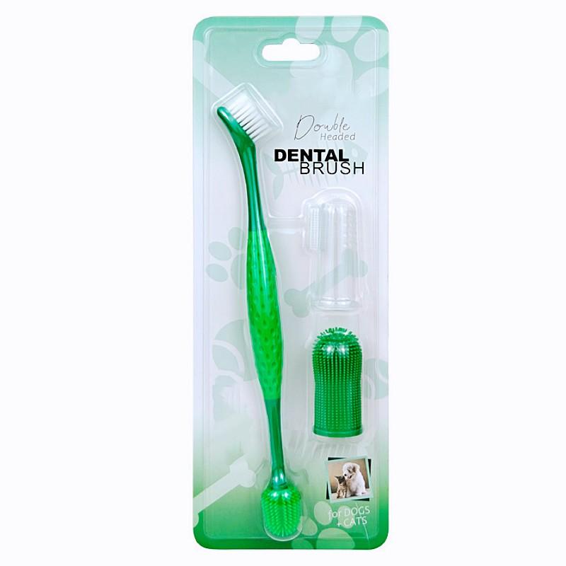 Dog Toothbrush Set Pet Toothbrush 3PCS Double Head Toothbrushes for Dog Teeth Cleaning Oral Care Cat Toothbrushes Pet Supplies