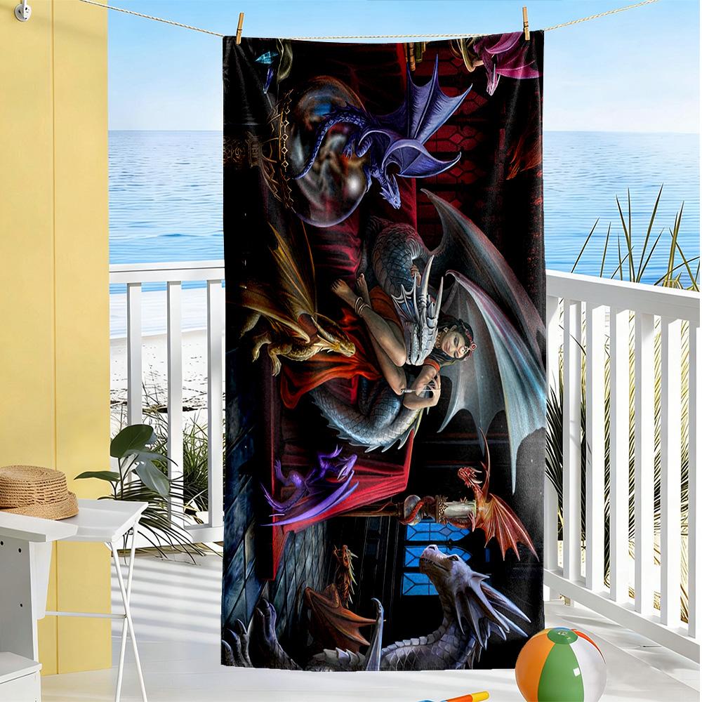 Gothic Style Beach Towel High Absorbency & Quick-Dry Comfortable Lightweight Perfect for Traveling Yoga Camping and Swimming
