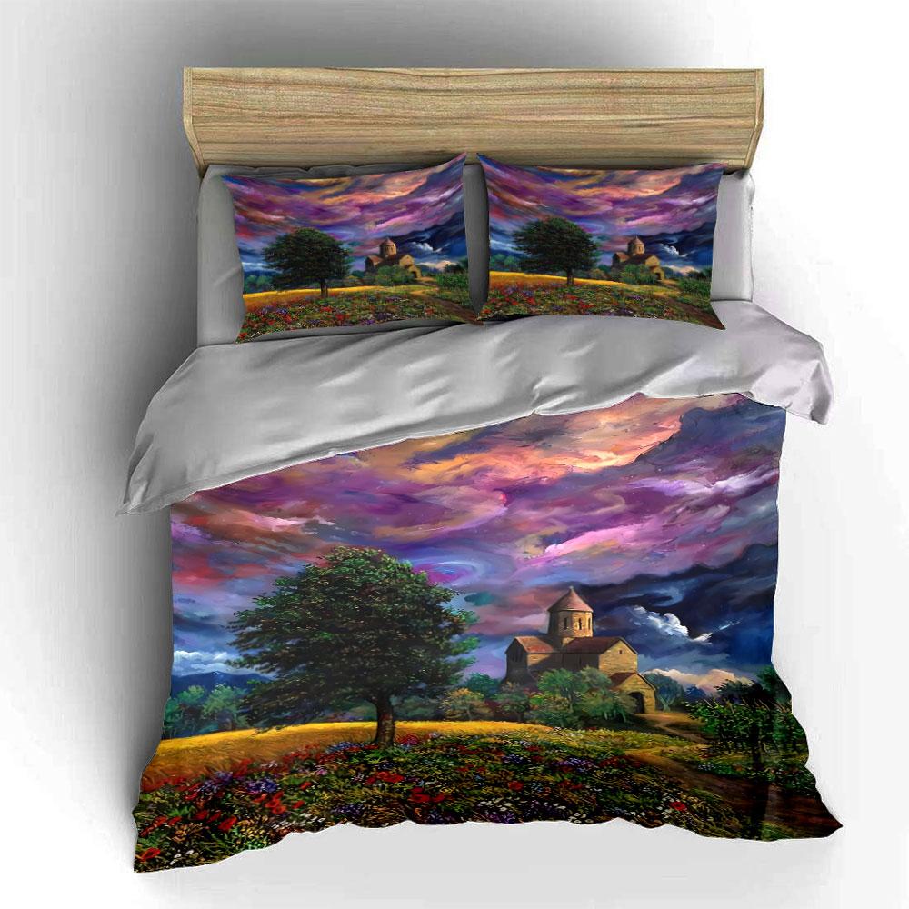 Colorful Landscape with Trees. Bedding Sets Duvet Cover Sets Duvet Covers Pillowcases(1 * Duvet Cover 2 * Pillowcases, Without Duvet Insert)
