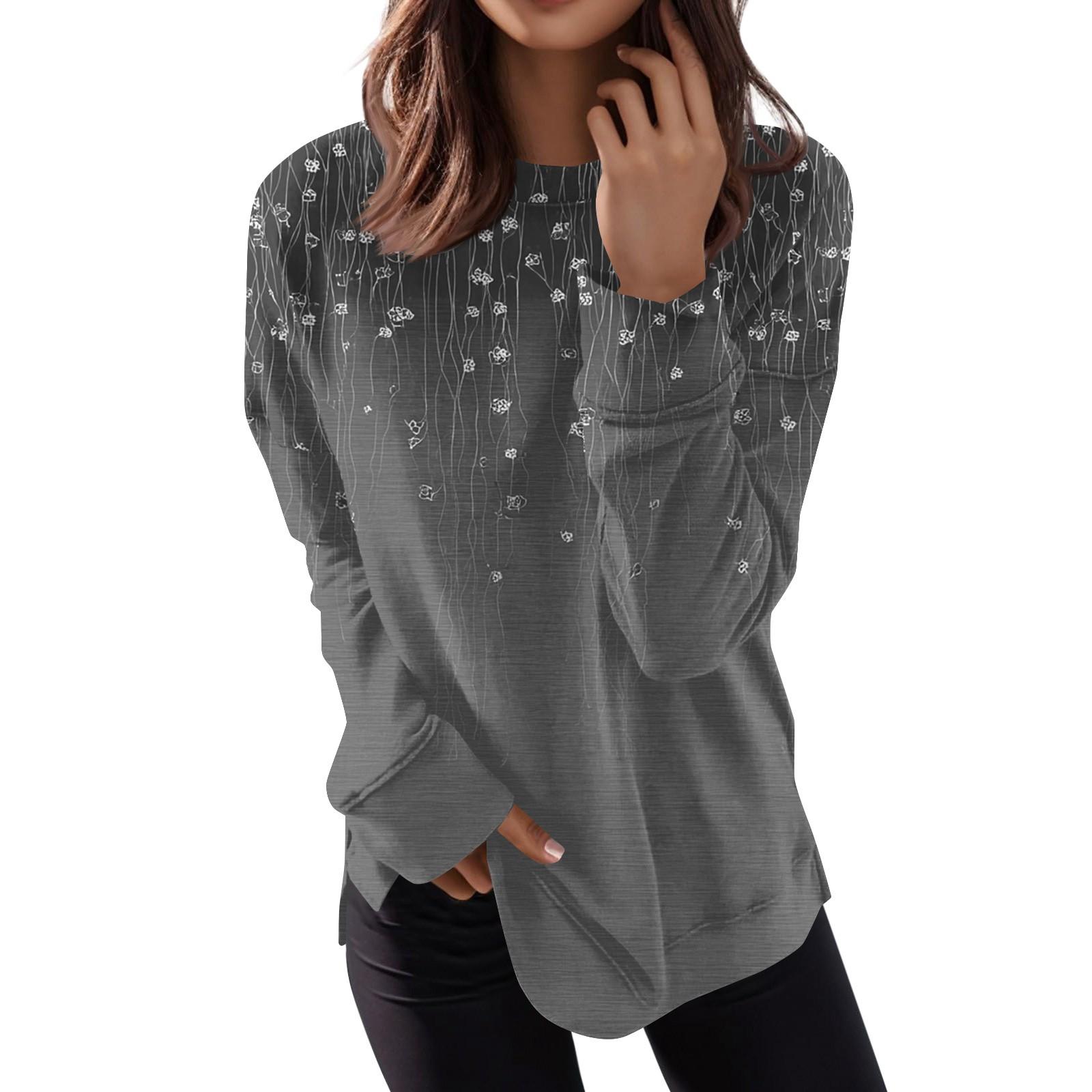 

Женские топы с круглым вырезом, хлопковая женская повседневная модная пуловер с длинным рукавом и круглым вырезом с принтом, блузка XXXL