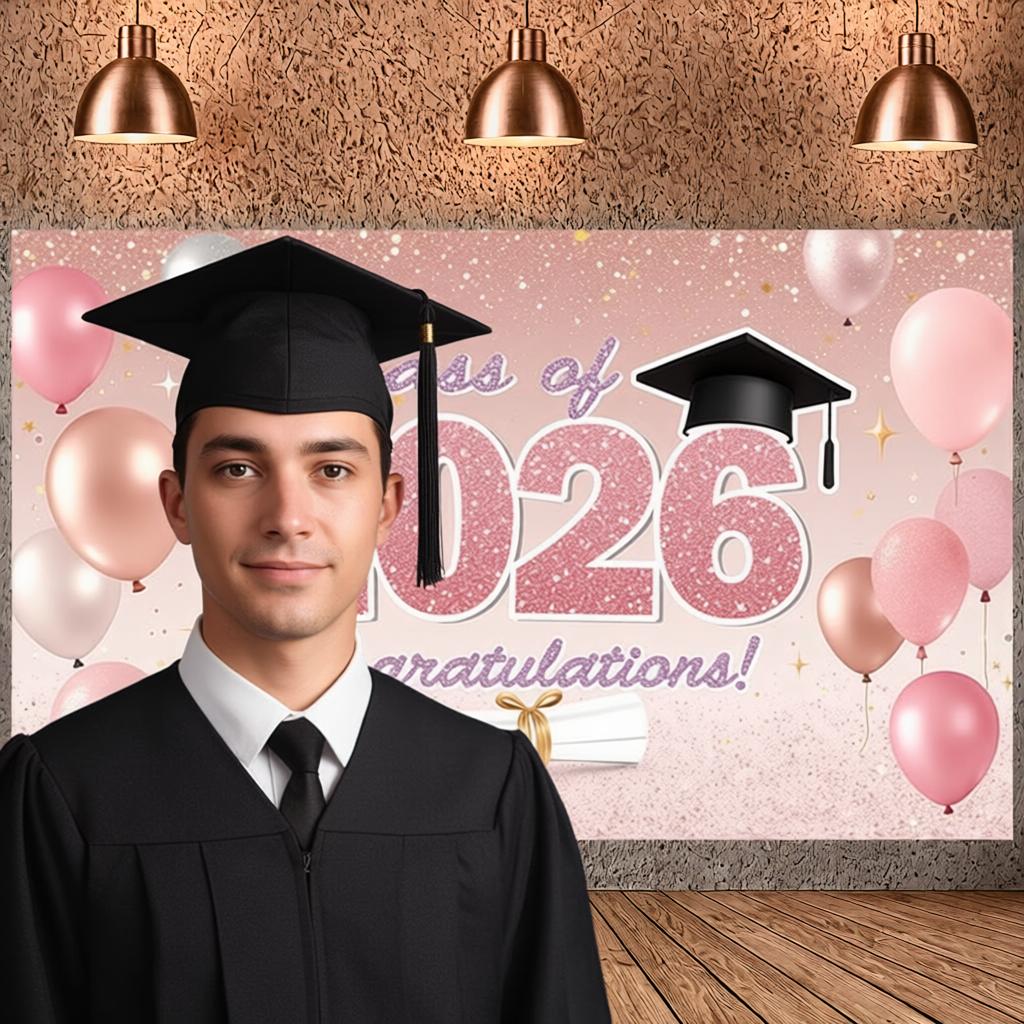 Graduation Event Display Pink Glitter 2026 Class Backdrop Class Of 2026 Display Class Of 2026 Grad Celebration Background