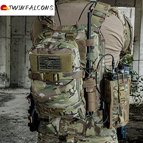 TWINFALCONS Wasserbeutel, Taktische Tasche, Trinkrucksack, Militärstil, 500D Nylon, Molle Wasserflaschentasche, Großer Stauraum, Mehrere Taschen, Mu