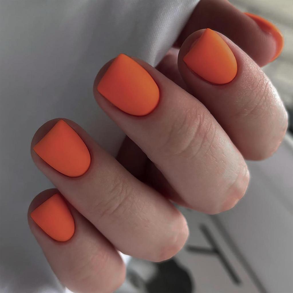 Frosted Removable Wearable Square Manicure Nail Tips Stickers in Solid Colors