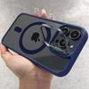 Metal Holder Phone Case For iPhone 17 16 15 14 13 12 11 Pro Max Plus Air For Magsafe Transparent Magnetic Lens Protection Cover