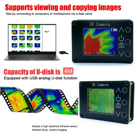 1.6 inch TFT Display Screen Infrared Thermal Imager Sensor AMG8833 Handheld IR Temperature Thermometer Thermal Imaging Camera