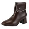 Fashion Boots  Spring/Autumn/Winter New Thick Heel Casual British Style Front Zipper High Heel Short Boots for Women