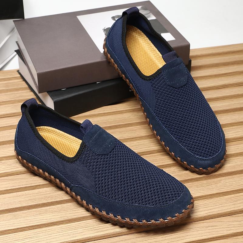Fashion Soft Sole Mens Summer Mesh Shoes Comfort Casual Sneakers Leisure Walk Male Loafers Outdoor Walking Shoes Slip On Flats Moccasins