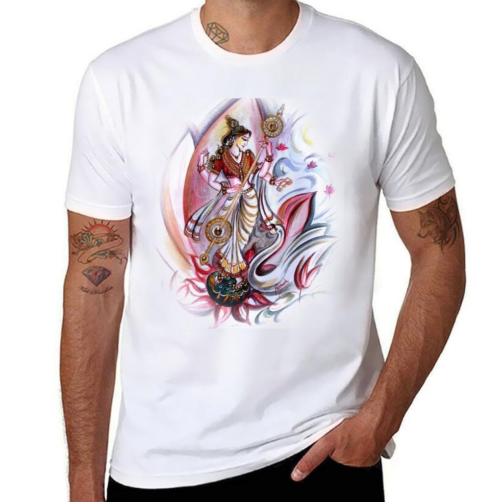 Musical Goddess Saraswati Healing Art Tshirt Industrial Work Tee Shirt