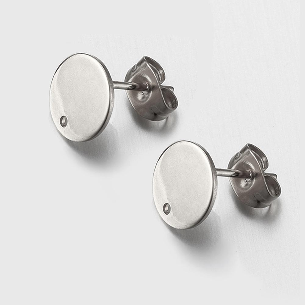 10pcs Stainless Steel Round Ear Studs for Earrings Base Jewelry Making DIY Gold Color Dangle Hole Charm Pendants Components