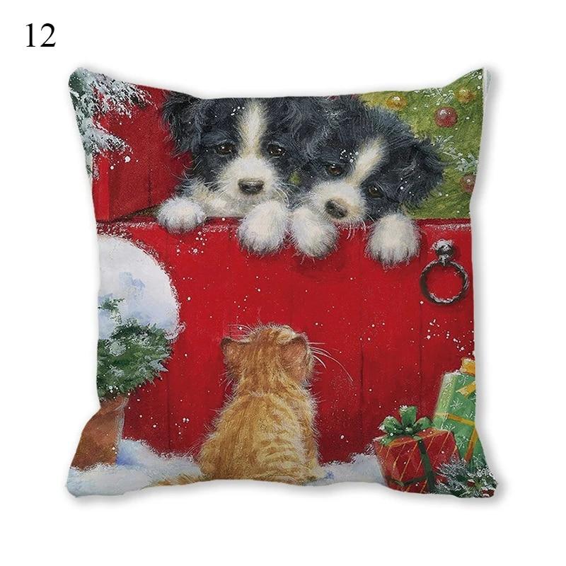 Husă de pernă de Crăciun Animal Câine Pisică Ghirlanda de biciclete Pom de Crăciun Decor de Crăciun Birou Canapea Pat Mașină Husă de pernă